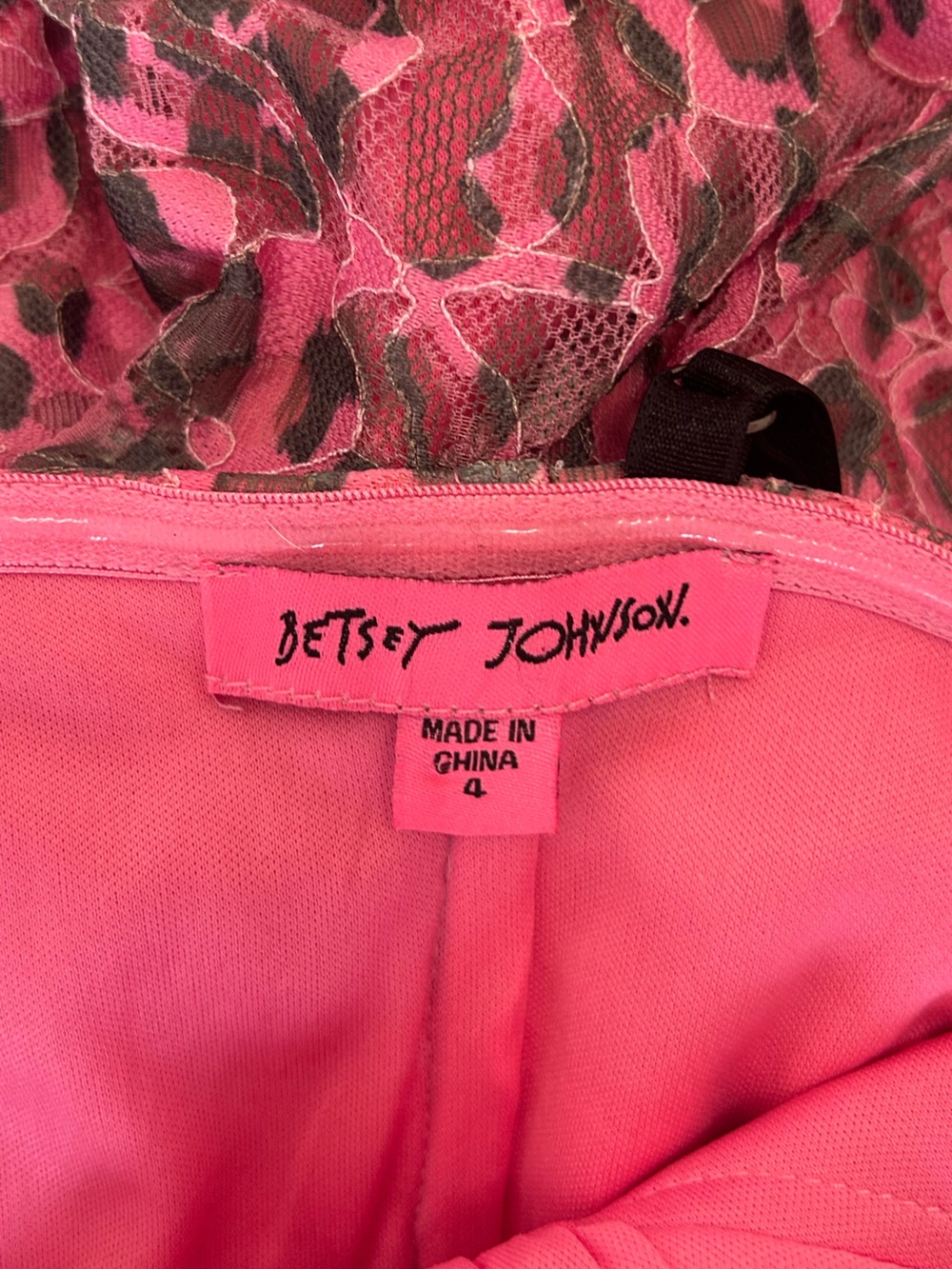 Betsey Johnson pink gray lace corset Wild N Out leopard midi dress size 4 - Picture 8 of 10